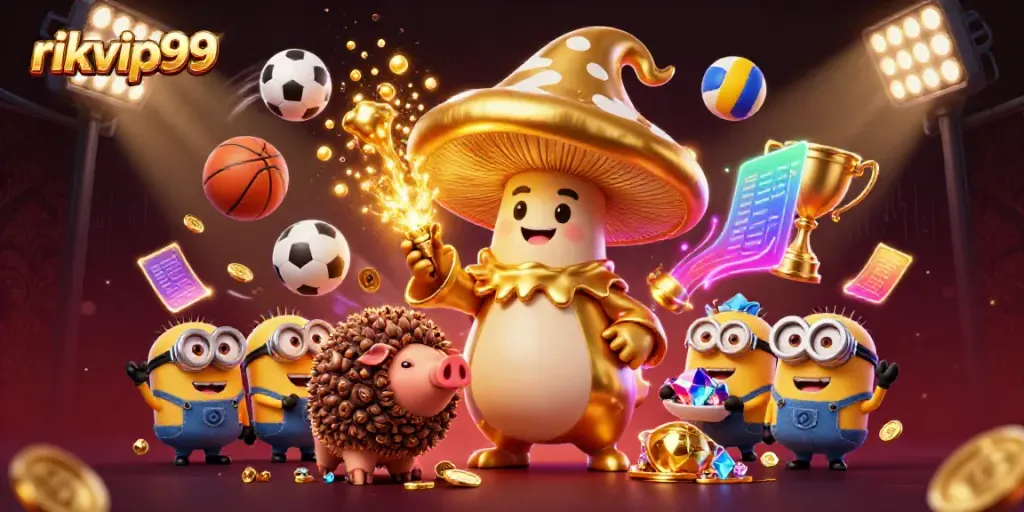 Experience the excitement of rikvip99 with a magical scene of a wizard and treasure!