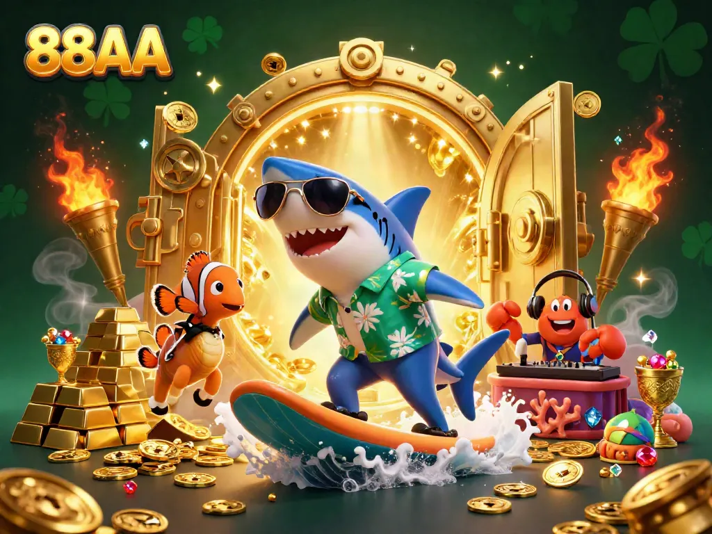 Experience thrilling wins at 88AA with a vibrant underwater casino scene filled with gold and jewels.