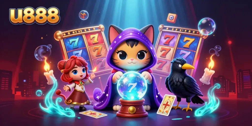 Experience the engaging world of u888 with dynamic characters, slots, and vibrant effects.