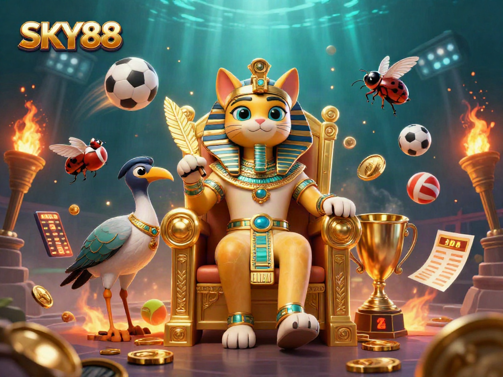 Bet on thrilling sports at SKY88 with rich casino elements, golden treasures, and dynamic gameplay.