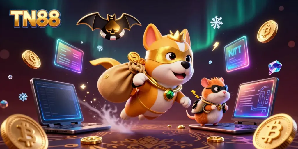 Experience thrilling gameplay with TN88 in this vibrant casino-themed illustration.