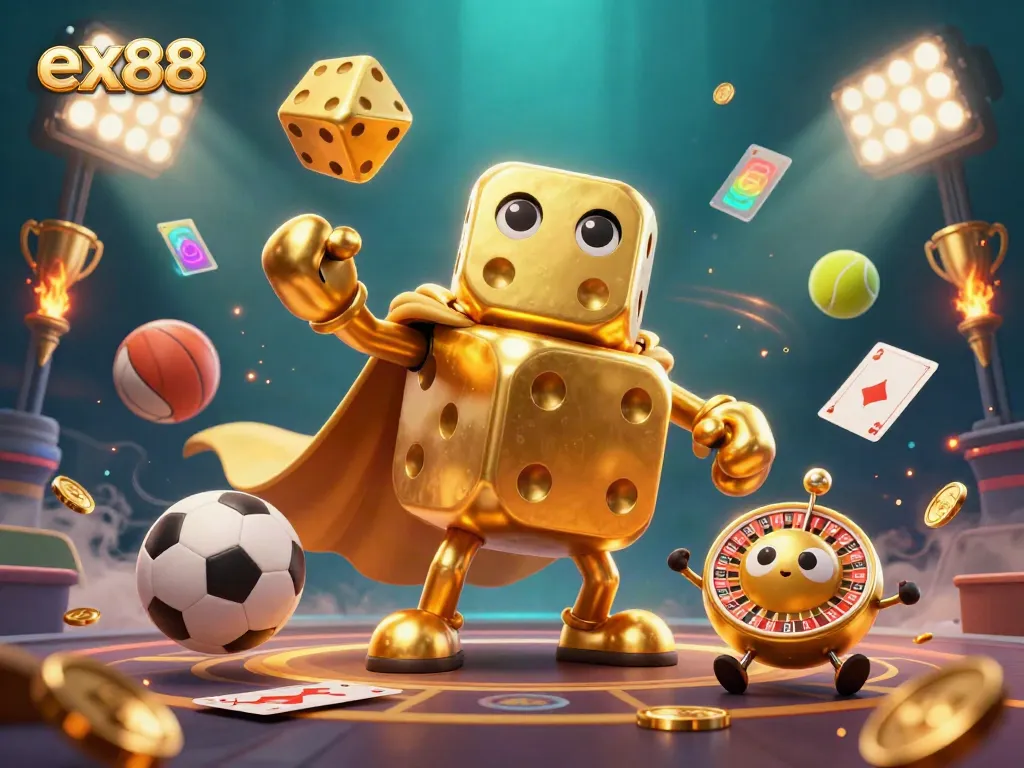 Experience ex88’s thrilling casino adventures with golden dice and dynamic sports elements.