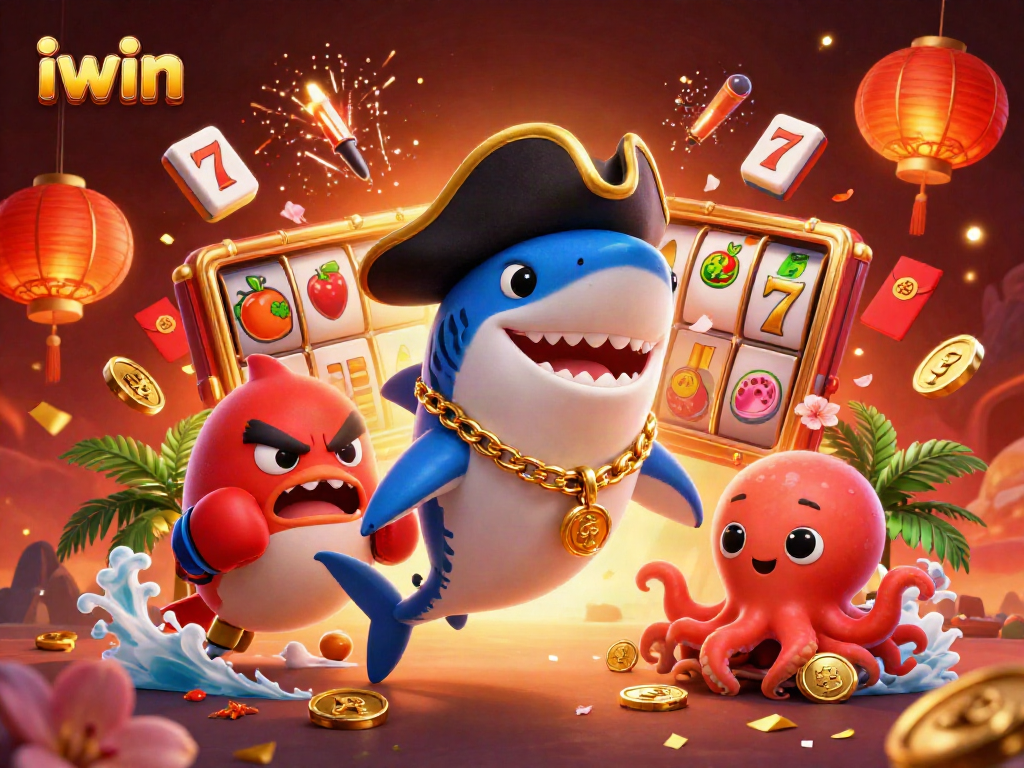 Engage in thrilling slots with iwin, featuring vibrant characters and gold coins.