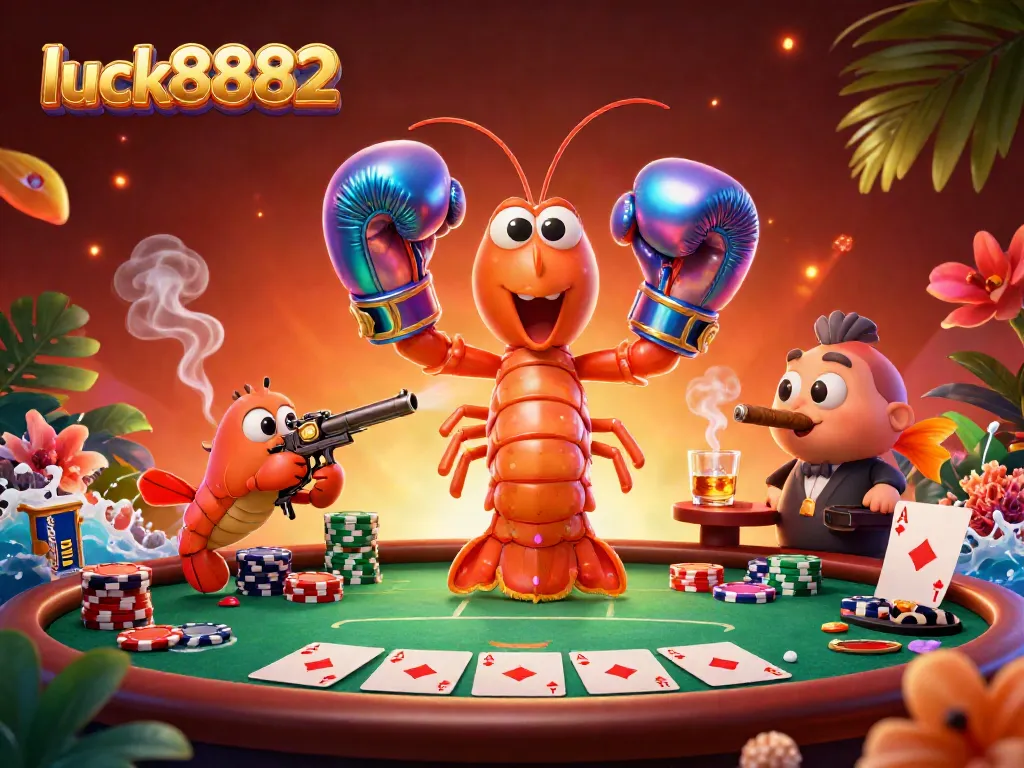 Engage in the thrilling world of luck8882 with vibrant 3D characters at a poker table.