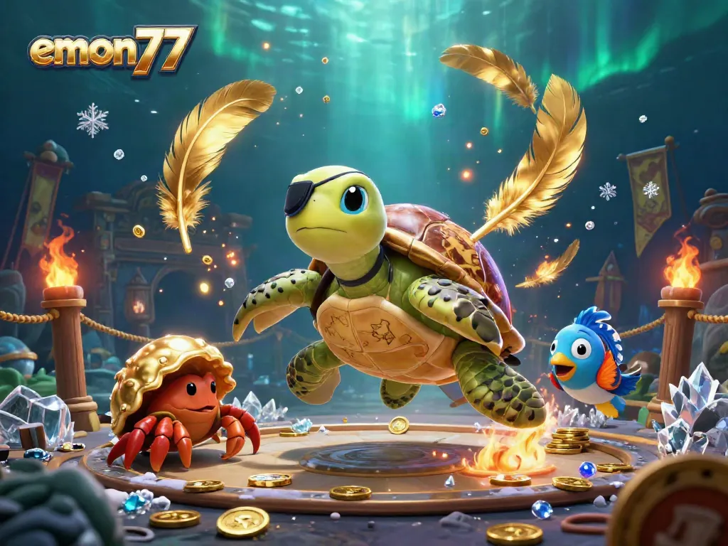 Experience gaming excitement with emon77 featuring colorful casino elements and vibrant underwater visuals.
