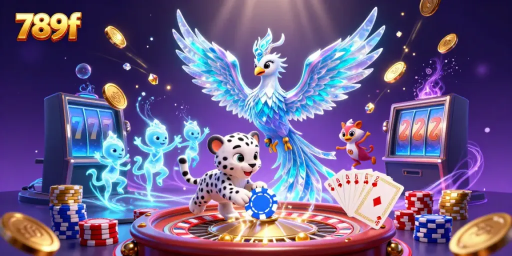 Experience the thrill of 789f casino with vibrant ice phoenix and poker chip fun.