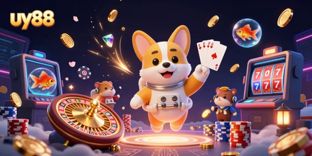 Experience bonuses and excitement at uy88's vibrant space casino with unique characters and games.