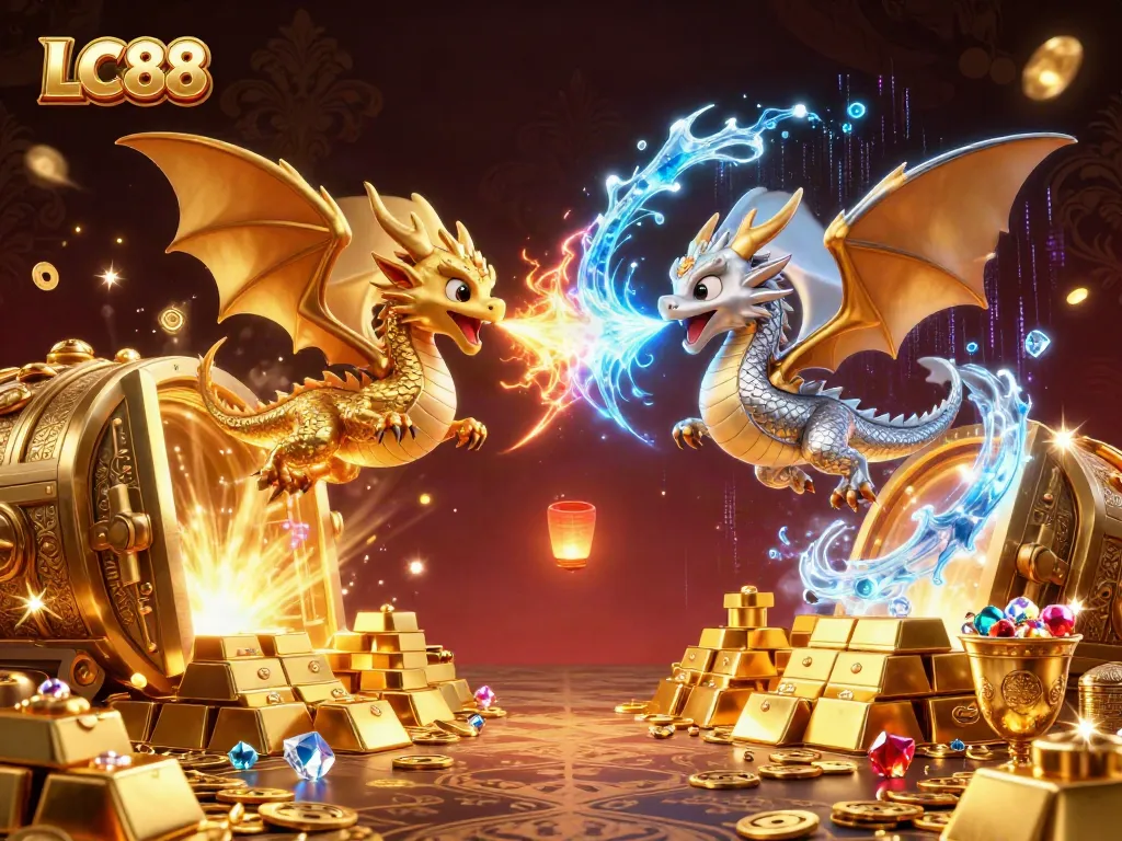 Experience the excitement of LC88 with dragons, riches, and dynamic casino elements.