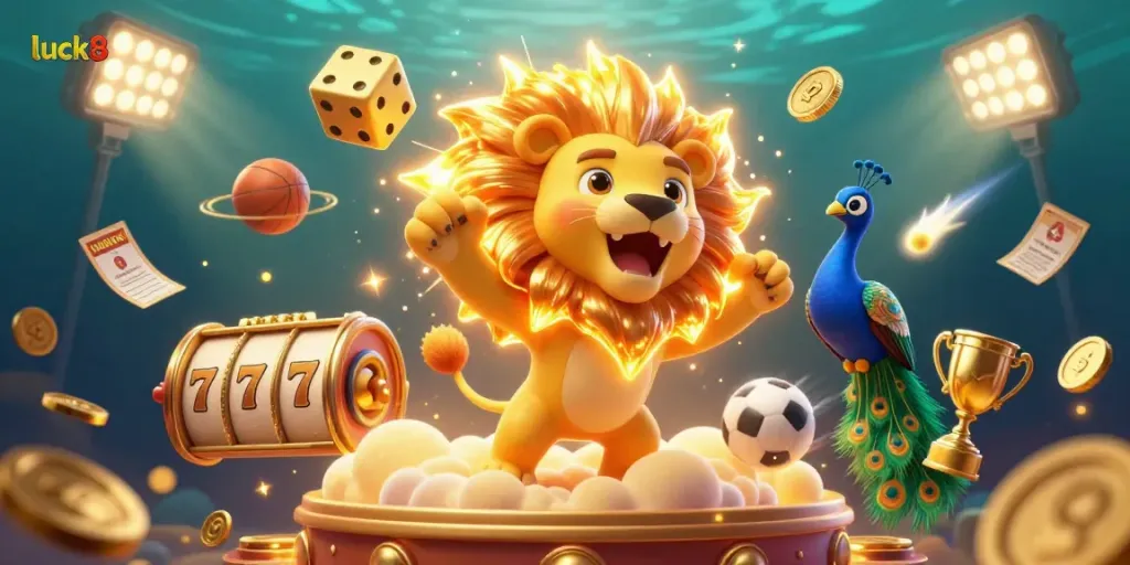 Spin the reels with luck8 for thrilling jackpot wins amidst vibrant casino elements.