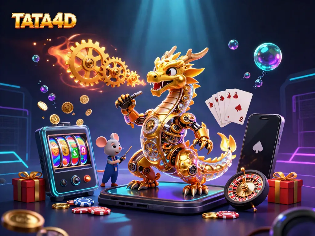 Experience interactive gaming at TATA4D with a vibrant dragon scene showcasing dynamic casino elements.