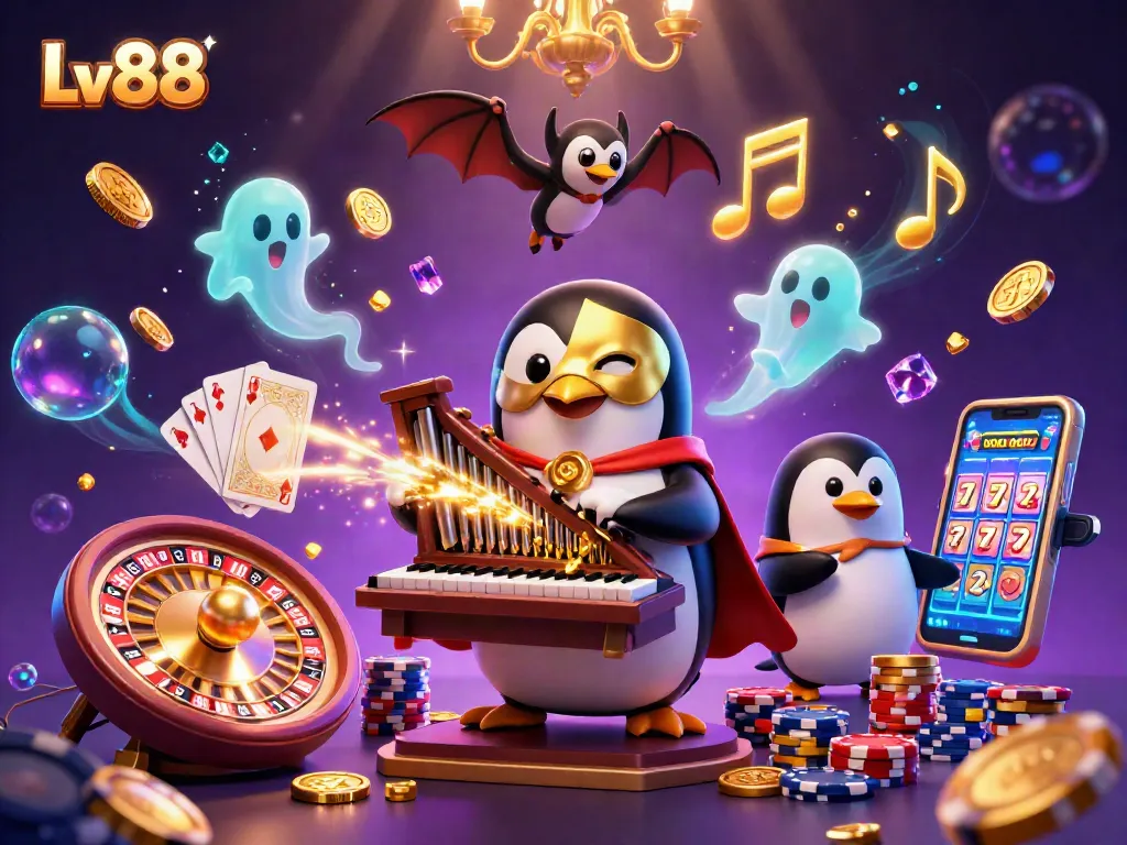 Experience thrilling gaming action at Lv88 with cascading coins and vivid casino elements.
