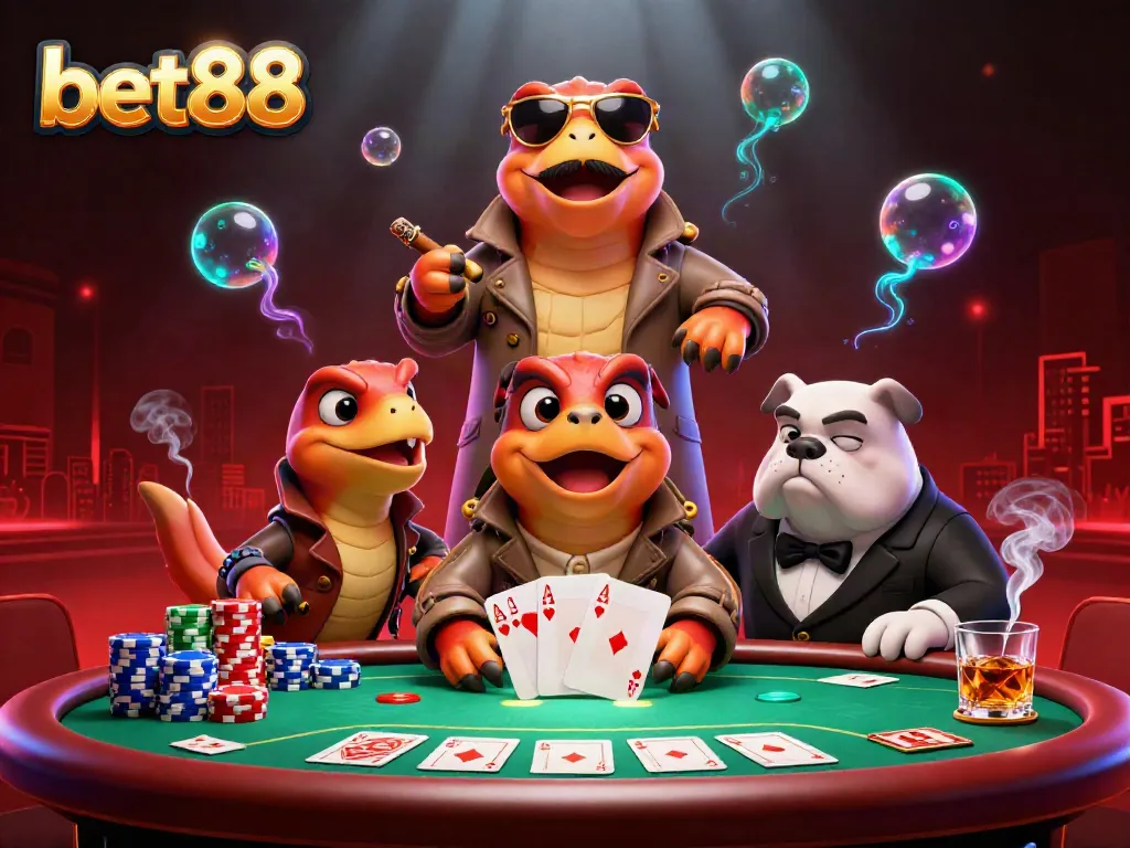 Experience the thrill of bet88 with raptors in disguise entering a VIP casino lounge.