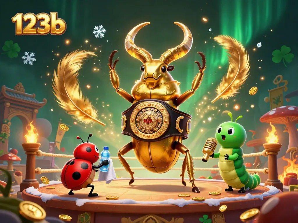 Engage players at 123b with thrilling casino action featuring a boxing beetle in a vibrant arena.
