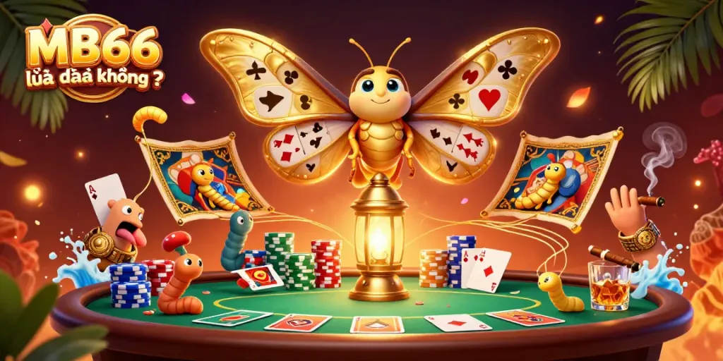 Catch a glimpse of the vibrant casino world - MB66 lừa đảo không ? with colorful poker elements.
