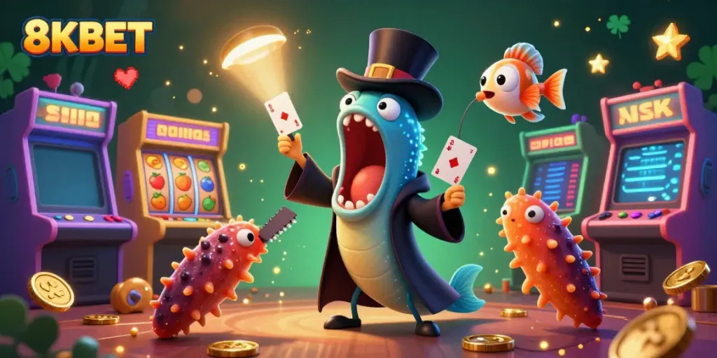 Engage with 8KBET's thrilling casino experience featuring vibrant animations and engaging game elements.