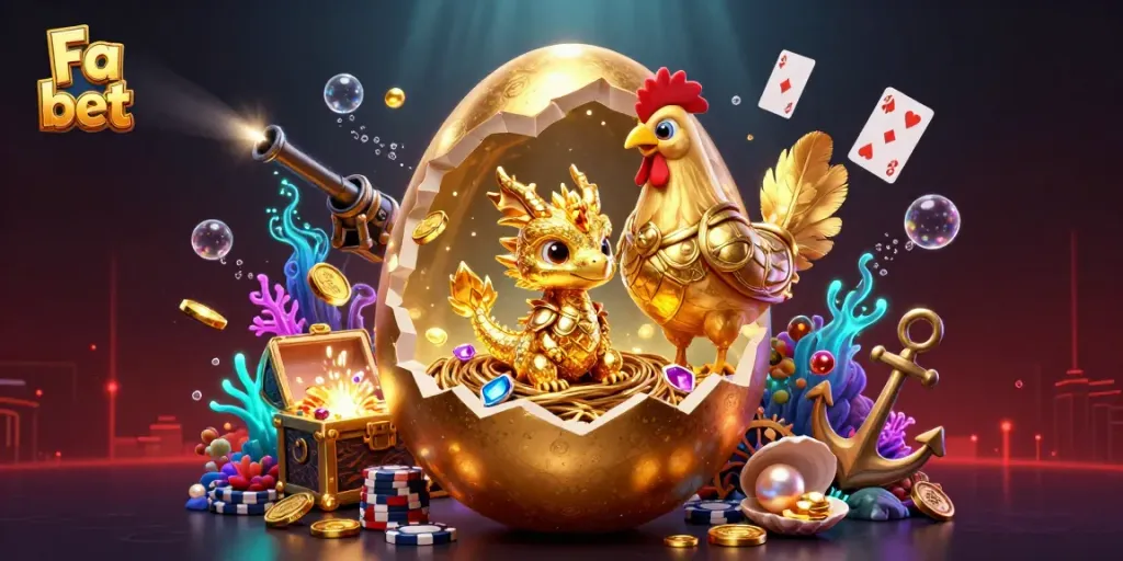 Bet on Fa bet with a golden dragon guarding poker chips in a vibrant underwater casino setting.