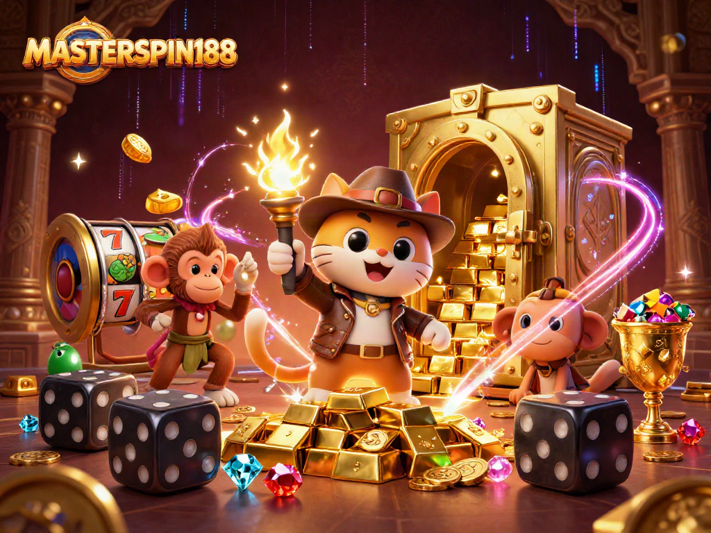 Experience the adventure in MASTERSPIN188's vibrant, ultra-detailed casino scene with treasure and excitement.