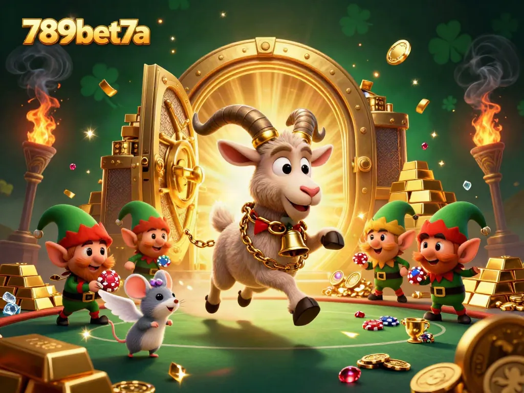 Experience the excitement of 789bet7a with cartoon characters in a lively casino scene.