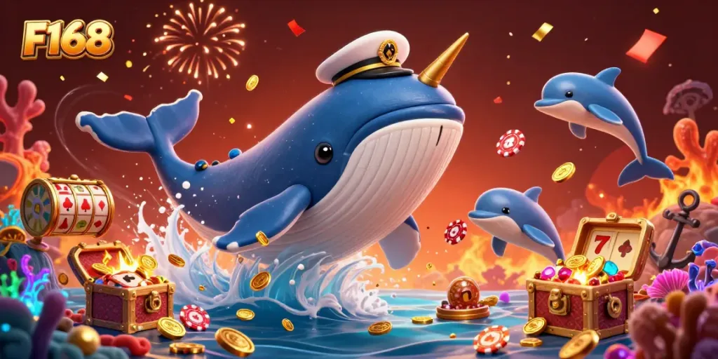 Engage with F168 in thrilling casino adventures featuring fortune-filled characters amidst vibrant slot elements.