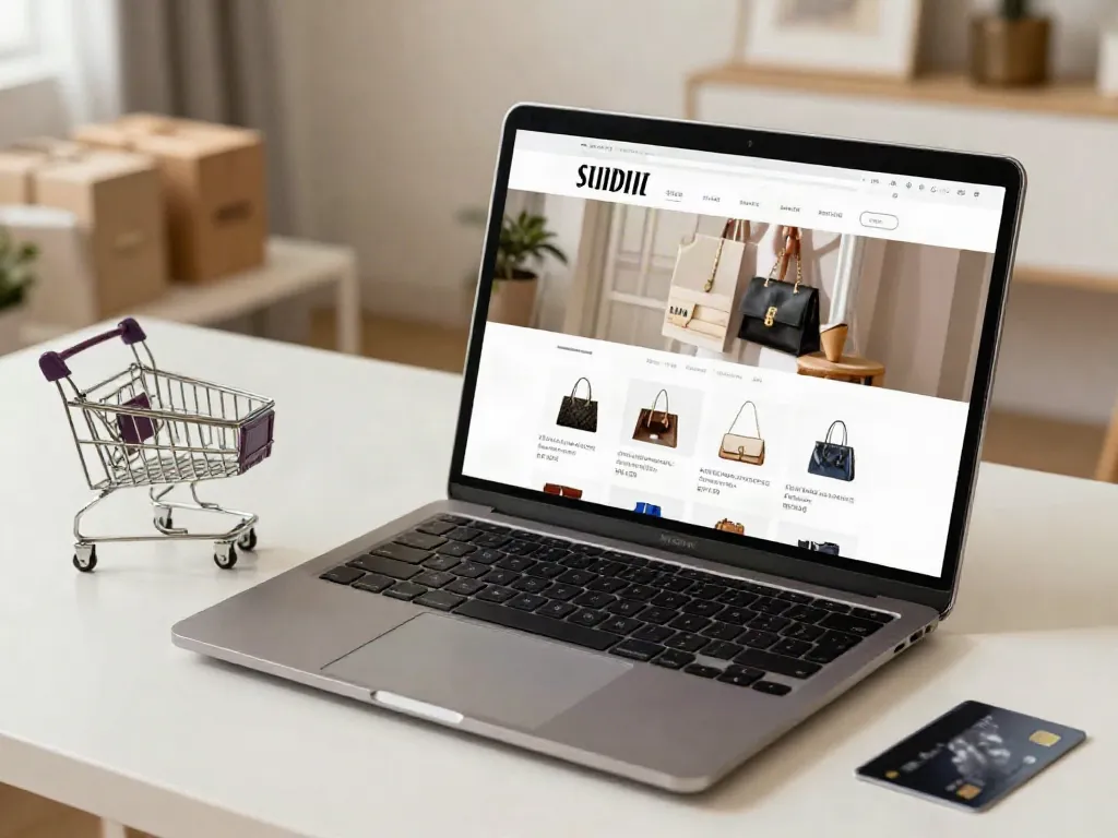 Buy Replica Online with ease: online shopping setup showcasing premium products in a warm atmosphere.