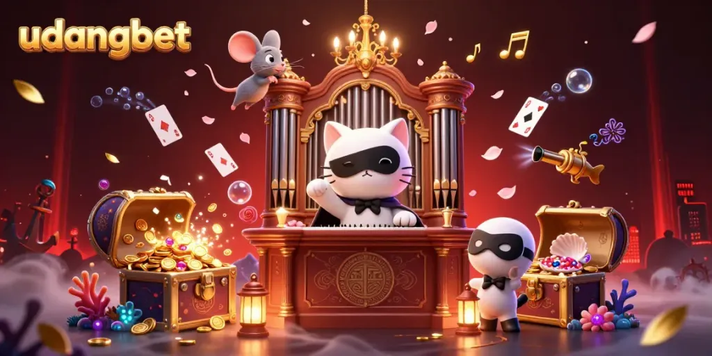 Experience wins at udangbet with 3D characters celebrating in a dynamic casino environment.