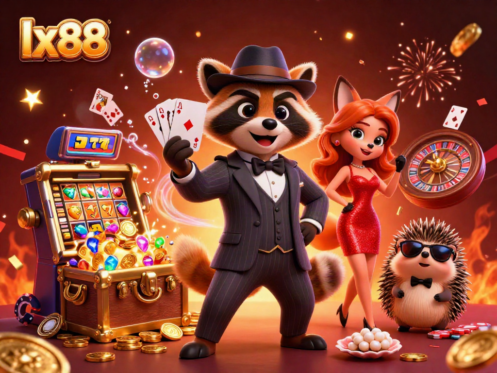 Experience thrilling gameplay at lx88 with vibrant casino characters and dynamic slot elements.