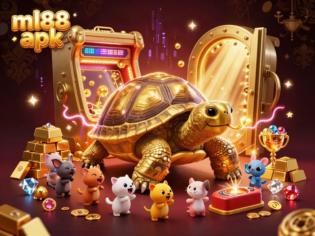 Experience exhilarating fun with the ML88 APK game featuring vibrant 3D visuals, golden treasures, and animated characters.