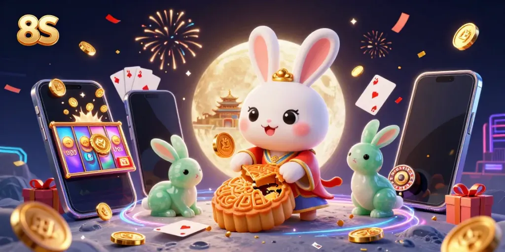 Engage with exciting gaming action featuring the 8S integrated in a captivating lunar casino scene.