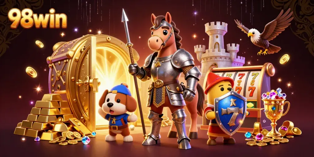 Experience exciting gameplay at 98win with a thrilling treasure hunt scene showcasing jackpot elements.