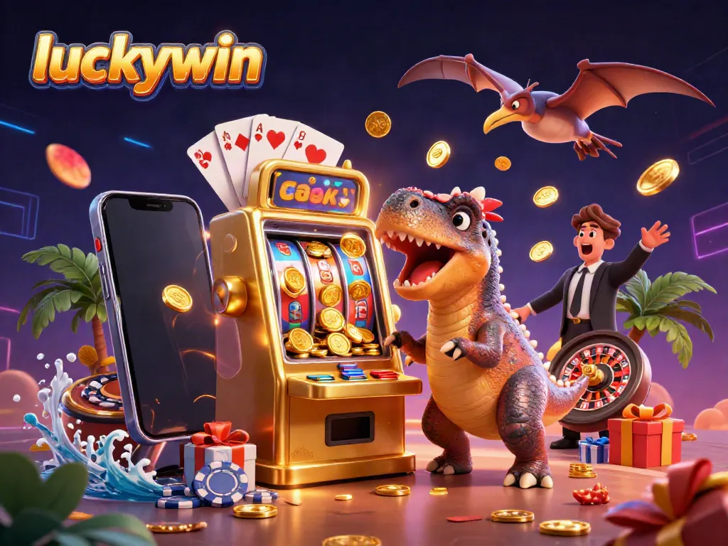 Watch a luckywin pachycephalosaurus activate a jackpot at an exciting casino scene.
