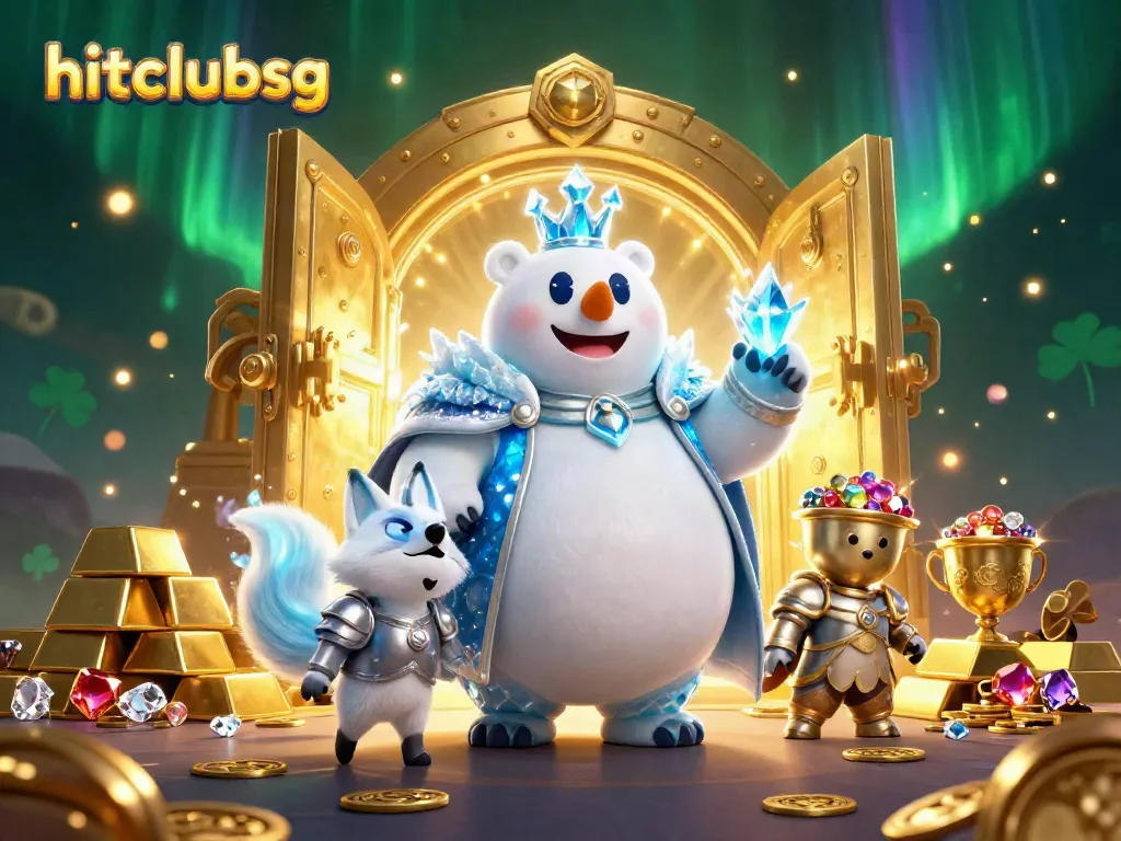 Experience the thrill of gaming with hitclubsg, featuring a majestic polar bear and treasure-filled magic.